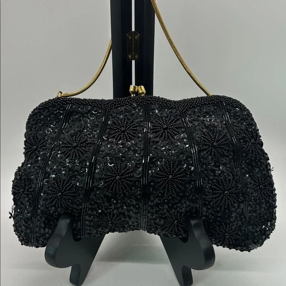 Winkelman’s Vintage Elegant Black Beaded Sequined Clutch Wristlet Purse Bag 🌺🌺 - Picture 3 of 8